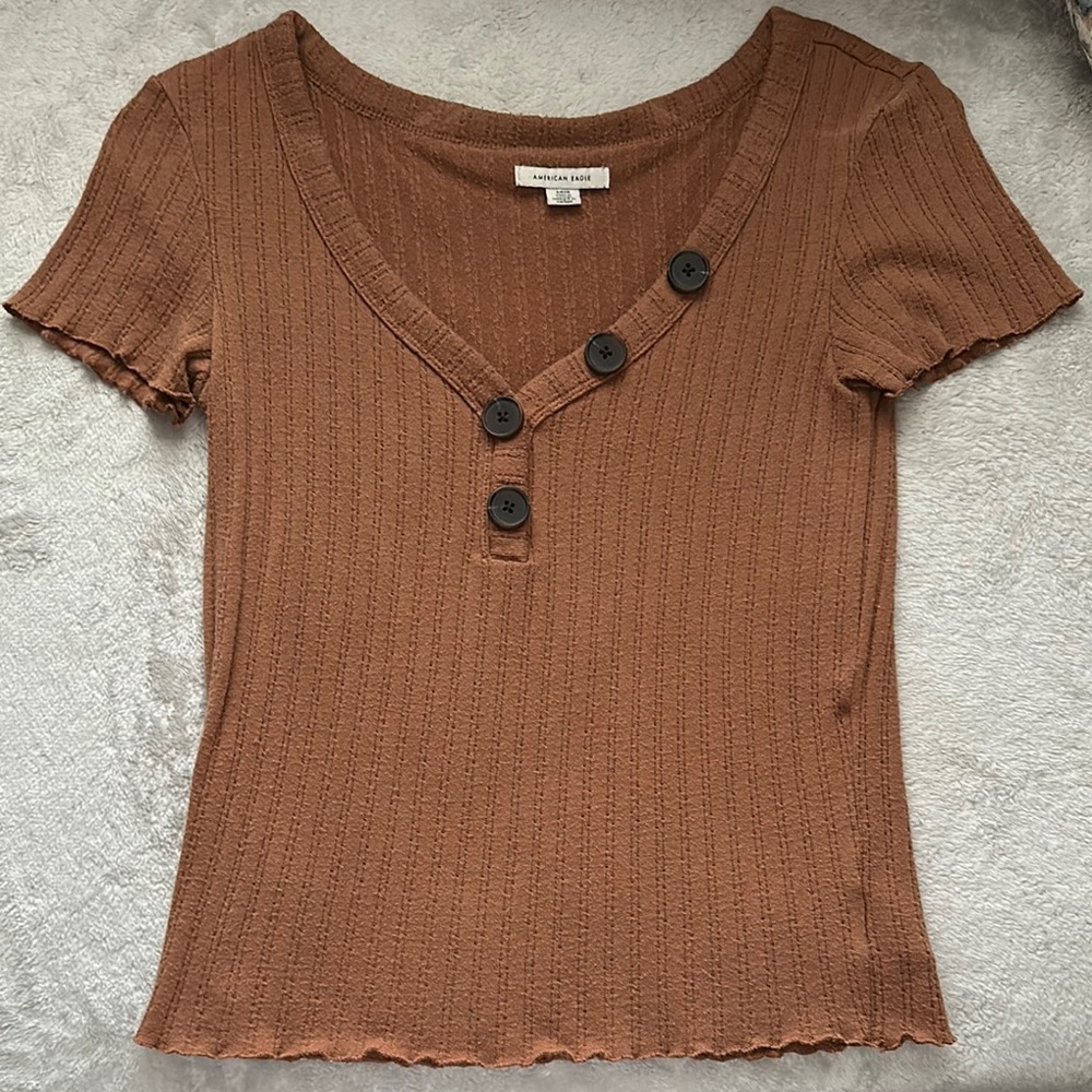 American Eagle | ribbed button down top